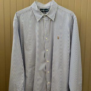 Vintage Ralph Lauren Polo Crest Logo Shirt Men Size XL Striped Button Checker
